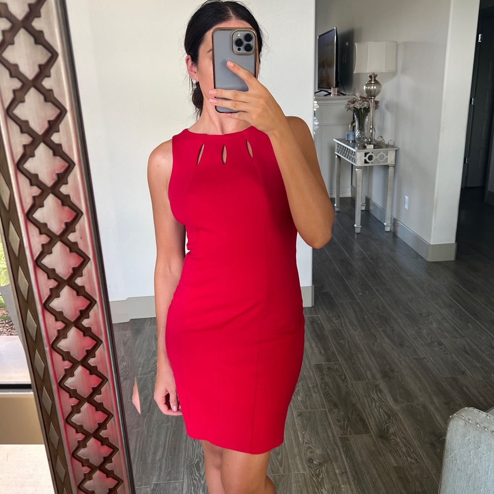 Red shift dress